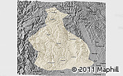 Shaded Relief 3D Map of Yichang, darken, desaturated