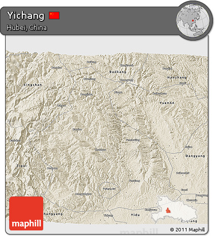 Shaded Relief 3D Map of Yichang