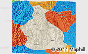 Shaded Relief 3D Map of Yichang, political outside