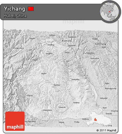 Silver Style 3D Map of Yichang