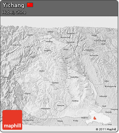 Silver Style 3D Map of Yichang