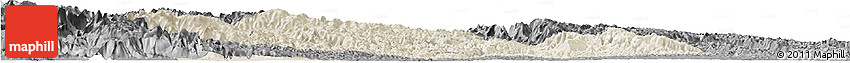 Shaded Relief Horizon Map of Yichang, darken, desaturated