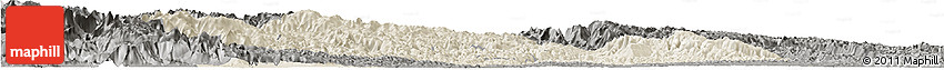 Shaded Relief Horizon Map of Yichang, darken, semi-desaturated