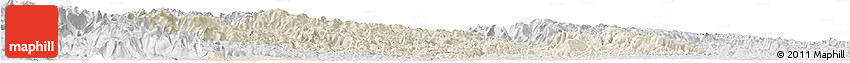 Shaded Relief Horizon Map of Yichang, lighten, desaturated