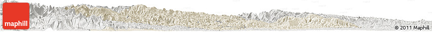 Shaded Relief Horizon Map of Yichang, lighten, semi-desaturated