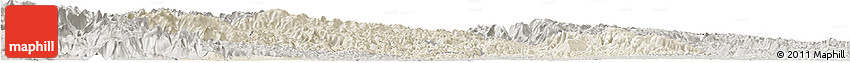 Shaded Relief Horizon Map of Yichang, semi-desaturated