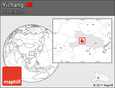 Blank Location Map of Yichang, highlighted parent region
