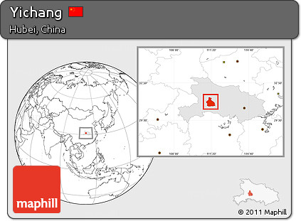 Blank Location Map of Yichang, highlighted parent region