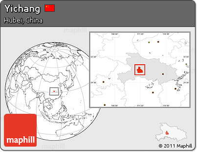 Blank Location Map of Yichang, highlighted parent region