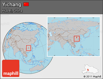 Gray Location Map of Yichang, within the entire country