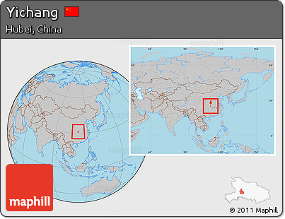 Gray Location Map of Yichang, within the entire country