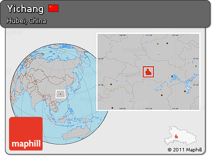 Gray Location Map of Yichang