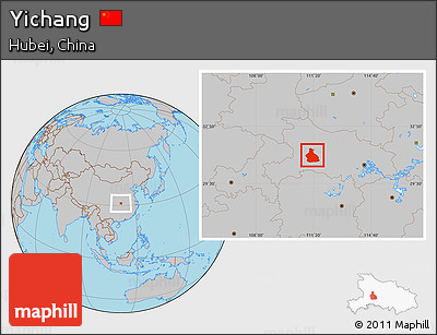 Gray Location Map of Yichang