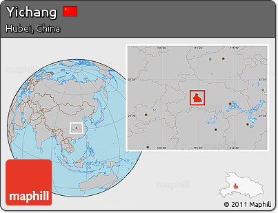 Gray Location Map of Yichang