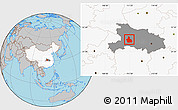 Gray Location Map of Yichang, highlighted country, highlighted parent region