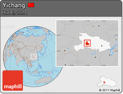Gray Location Map of Yichang, highlighted parent region