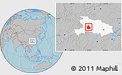 Gray Location Map of Yichang, highlighted parent region, hill shading