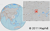 Gray Location Map of Yichang, hill shading