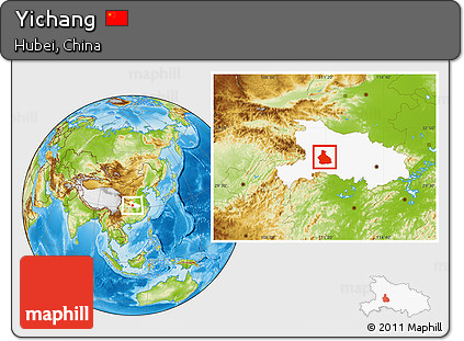 Physical Location Map of Yichang, highlighted parent region