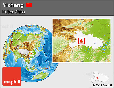 Physical Location Map of Yichang, highlighted parent region