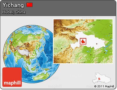 Physical Location Map of Yichang, highlighted parent region