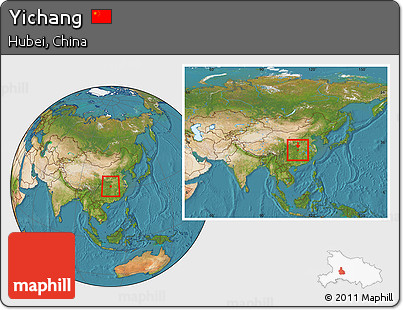 Satellite Location Map of Yichang, within the entire country