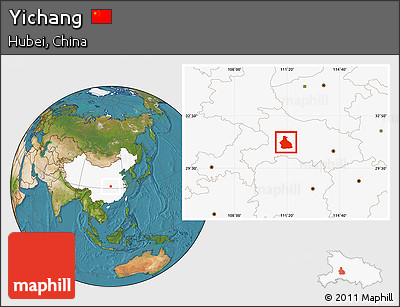 Satellite Location Map of Yichang, highlighted country