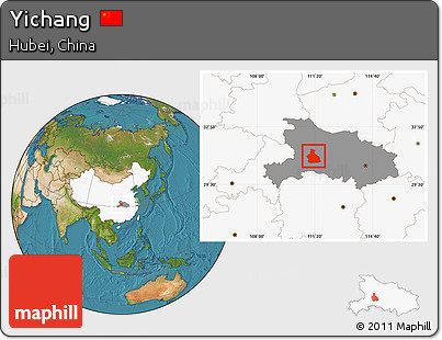 Satellite Location Map of Yichang, highlighted country, highlighted parent region