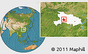 Satellite Location Map of Yichang, highlighted parent region