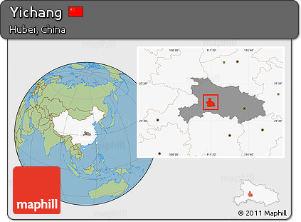Savanna Style Location Map of Yichang, highlighted country, highlighted parent region