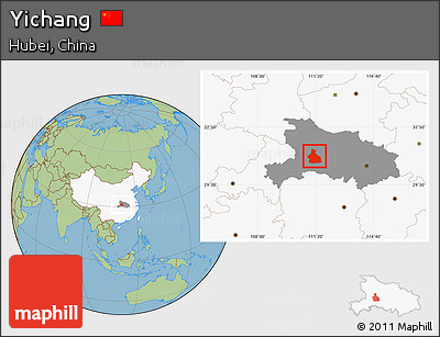 Savanna Style Location Map of Yichang, highlighted country, highlighted parent region
