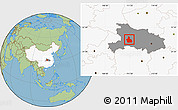 Savanna Style Location Map of Yichang, highlighted country, highlighted parent region