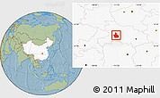 Savanna Style Location Map of Yichang, highlighted country, hill shading