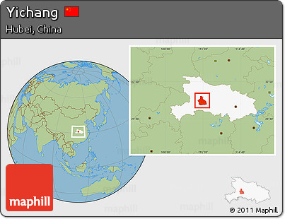 Savanna Style Location Map of Yichang, highlighted parent region