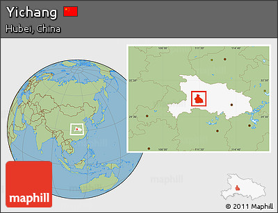 Savanna Style Location Map of Yichang, highlighted parent region