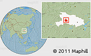 Savanna Style Location Map of Yichang, highlighted parent region, hill shading