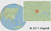 Savanna Style Location Map of Yichang, hill shading