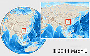 Shaded Relief Location Map of Yichang, within the entire country