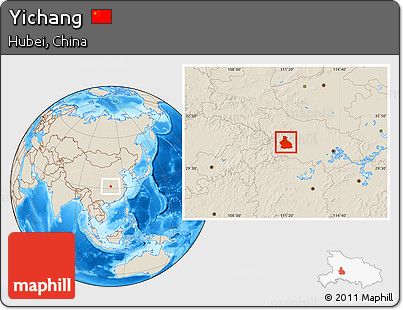 Shaded Relief Location Map of Yichang