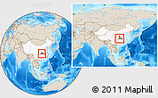 Shaded Relief Location Map of Yichang, highlighted country, highlighted parent region, within the entire country