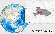 Shaded Relief Location Map of Yichang, highlighted country, highlighted parent region