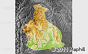 Physical Map of Yichang, darken, desaturated