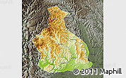 Physical Map of Yichang, darken, semi-desaturated