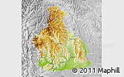 Physical Map of Yichang, lighten, desaturated