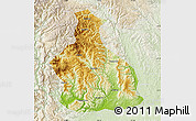 Physical Map of Yichang, lighten