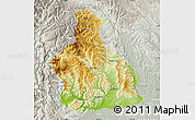 Physical Map of Yichang, lighten, semi-desaturated
