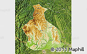Physical Map of Yichang, satellite outside