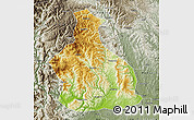 Physical Map of Yichang, semi-desaturated