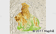 Physical Map of Yichang, shaded relief outside