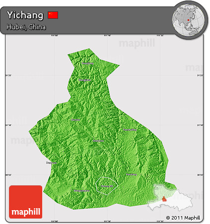 Political Map of Yichang, cropped outside